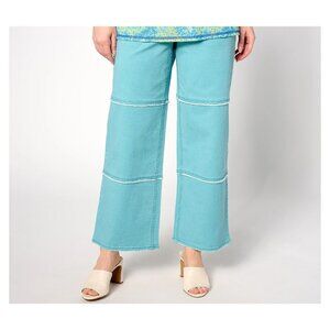 NEW LOGO by Lori Goldstein Wide Leg Jeans Washed Denim Aqua Women Size 16